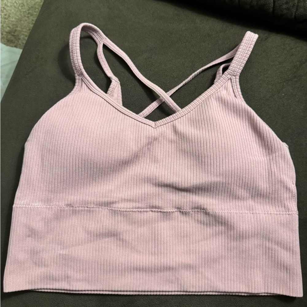Ribbed Crisscross Sports Bralette - Light Purple